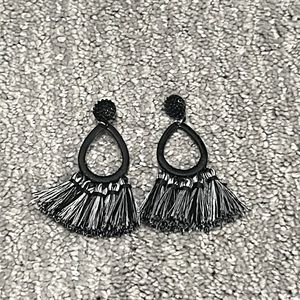 Bubble bar black and white statement earrings